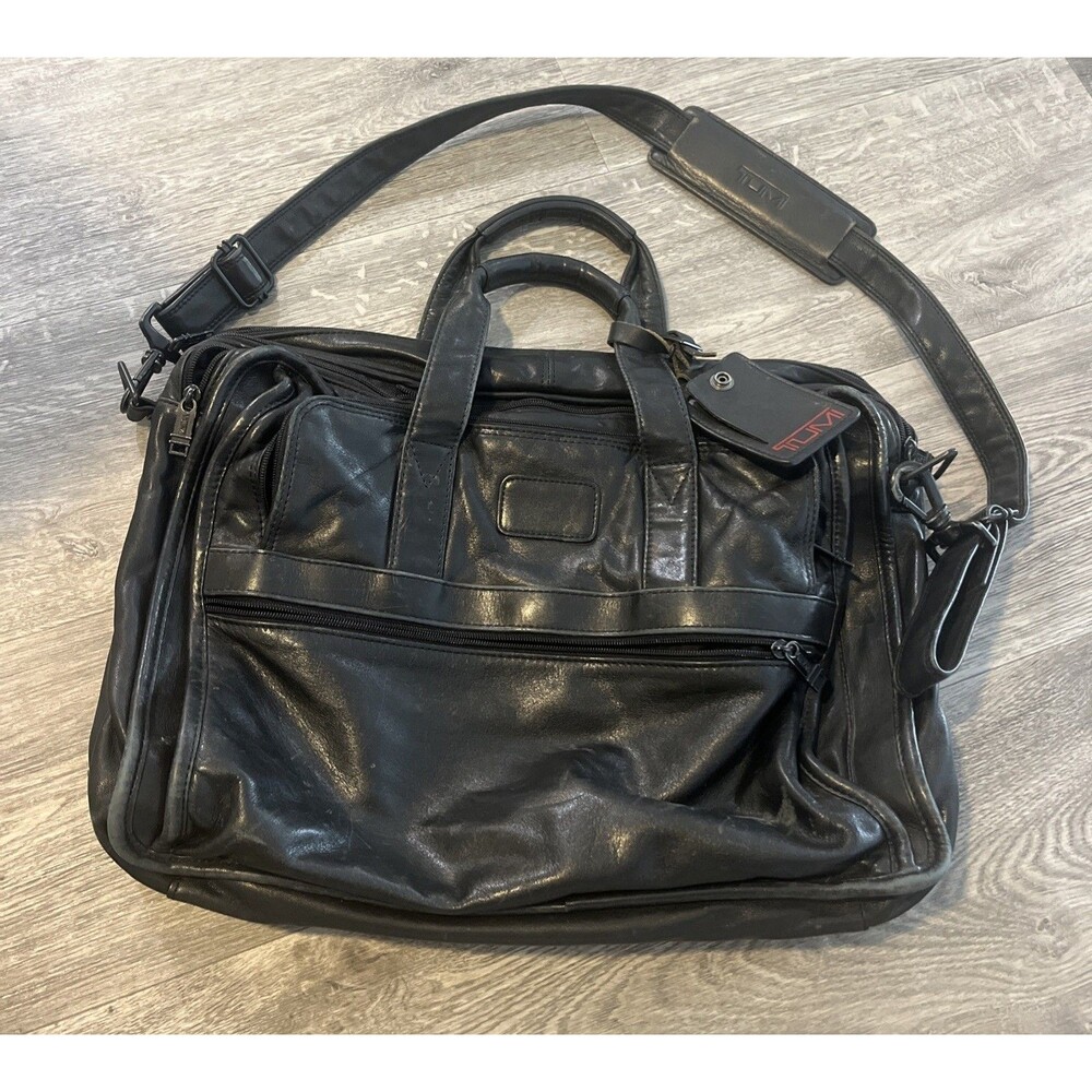 Black Men's Leather Briefcase Bag - Unbranded